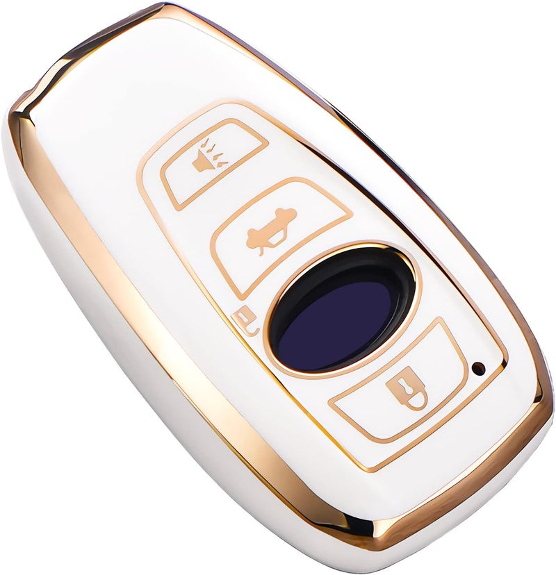 Cacacar for Subaru Key Fob Cover, for Forester Outback BRZ Legacy CrossTrek Premium Soft TPU 360 Degree Protection Key Case Remote Key Holder (Ivory) - Image 1